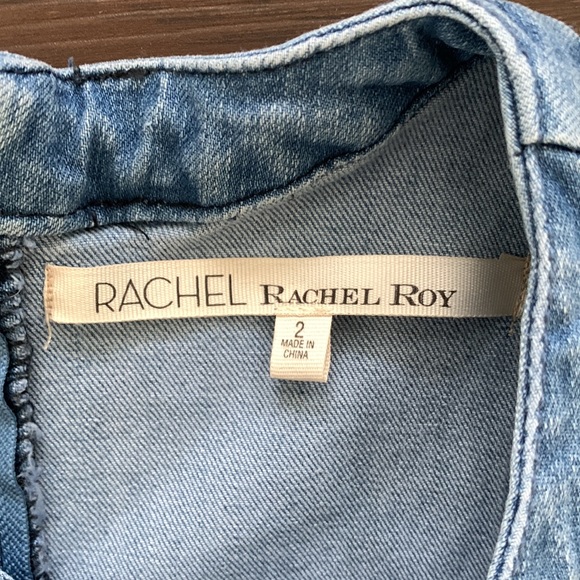 RACHEL ROY DENIM JUMPSUIT CUTOUT OVERALLS WIDE LEG LIGHT WASH - Picture 11 of 16